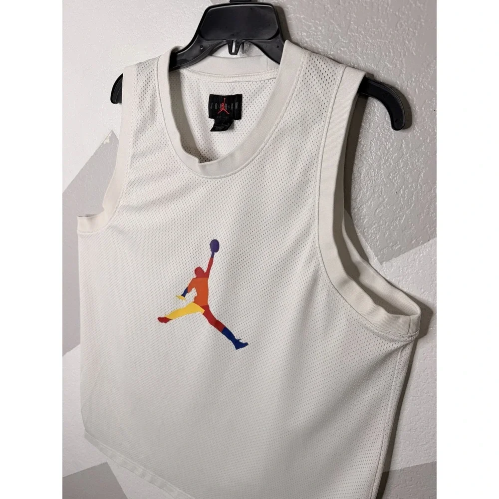 Jordan DNA Tank Top Mensy L White Mesh Sleeveless Jumpman Graphic Basketball USA